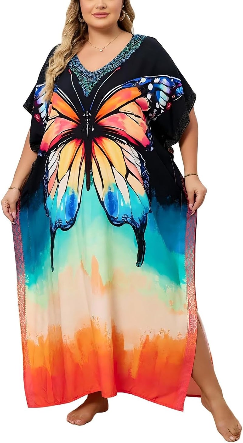 IMAGEKOPE Kaftan Dresses for Women Plus Size Bathing Suit Cover up Caftan Maxi Beach Dresses - Image 1